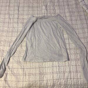 Brandy Melville Light Gray Off the Shoulder Long Sleeve Top